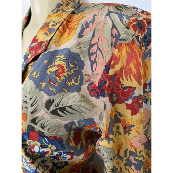 Vintage Galinda Wang Silk Blazer Jacket Floral Pockets One Button Lined … - Picture 4 of 6